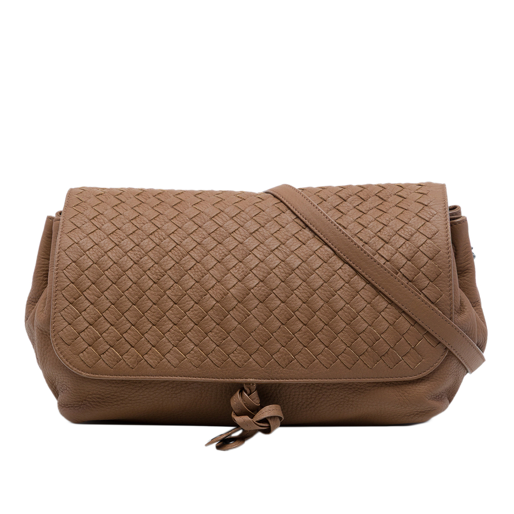 Pre-Loved Bottega Veneta Leather Intrecciato Flap Crossbody